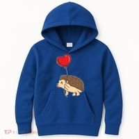 Hedgehog With Heart Balloon Valentines Day Gift Kids Hoodie thumb 0