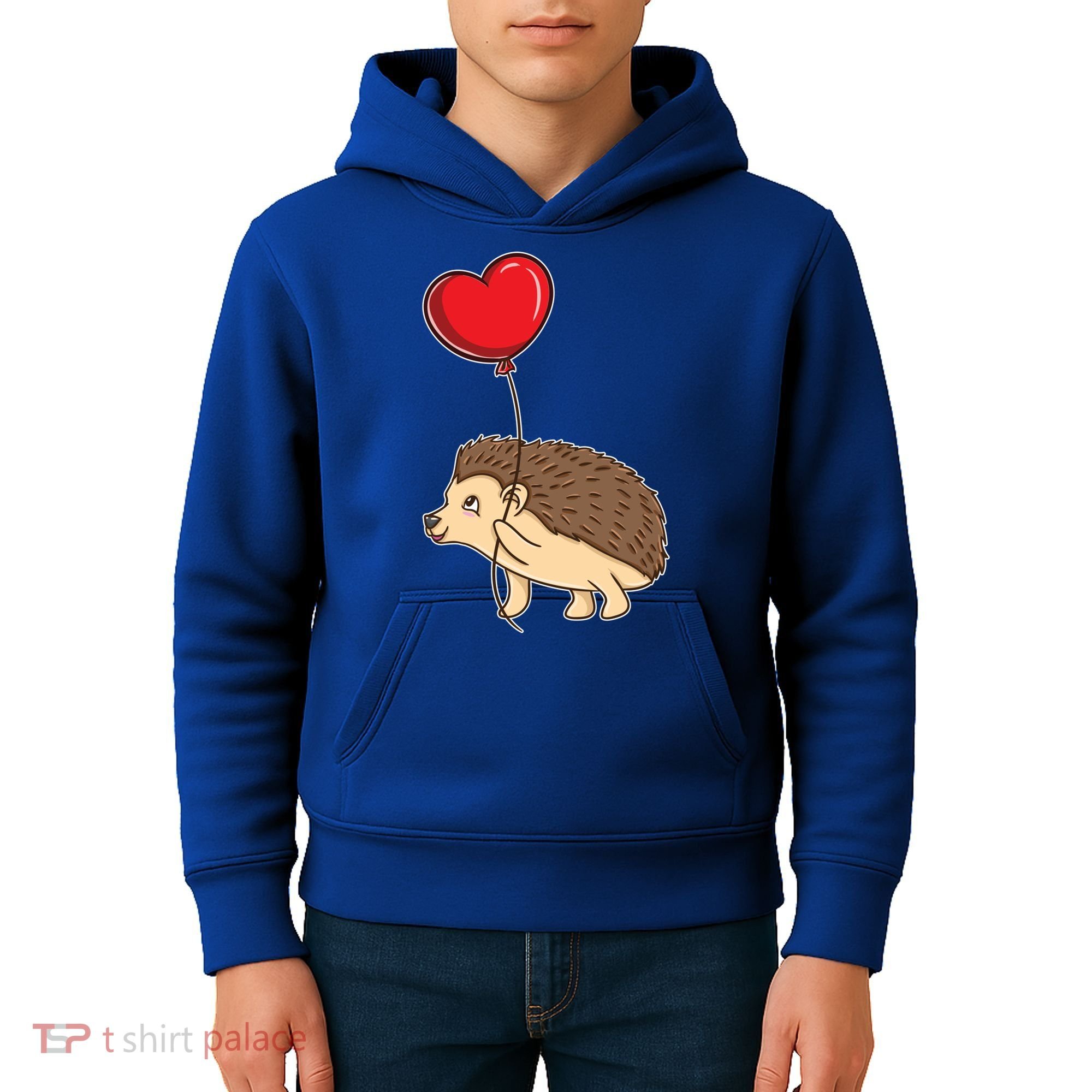 Hedgehog With Heart Balloon Valentines Day Gift Kids Hoodie
