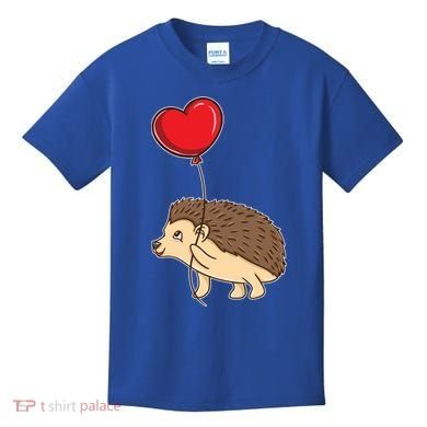 Hedgehog With Heart Balloon Valentines Day Gift Kids T-Shirt