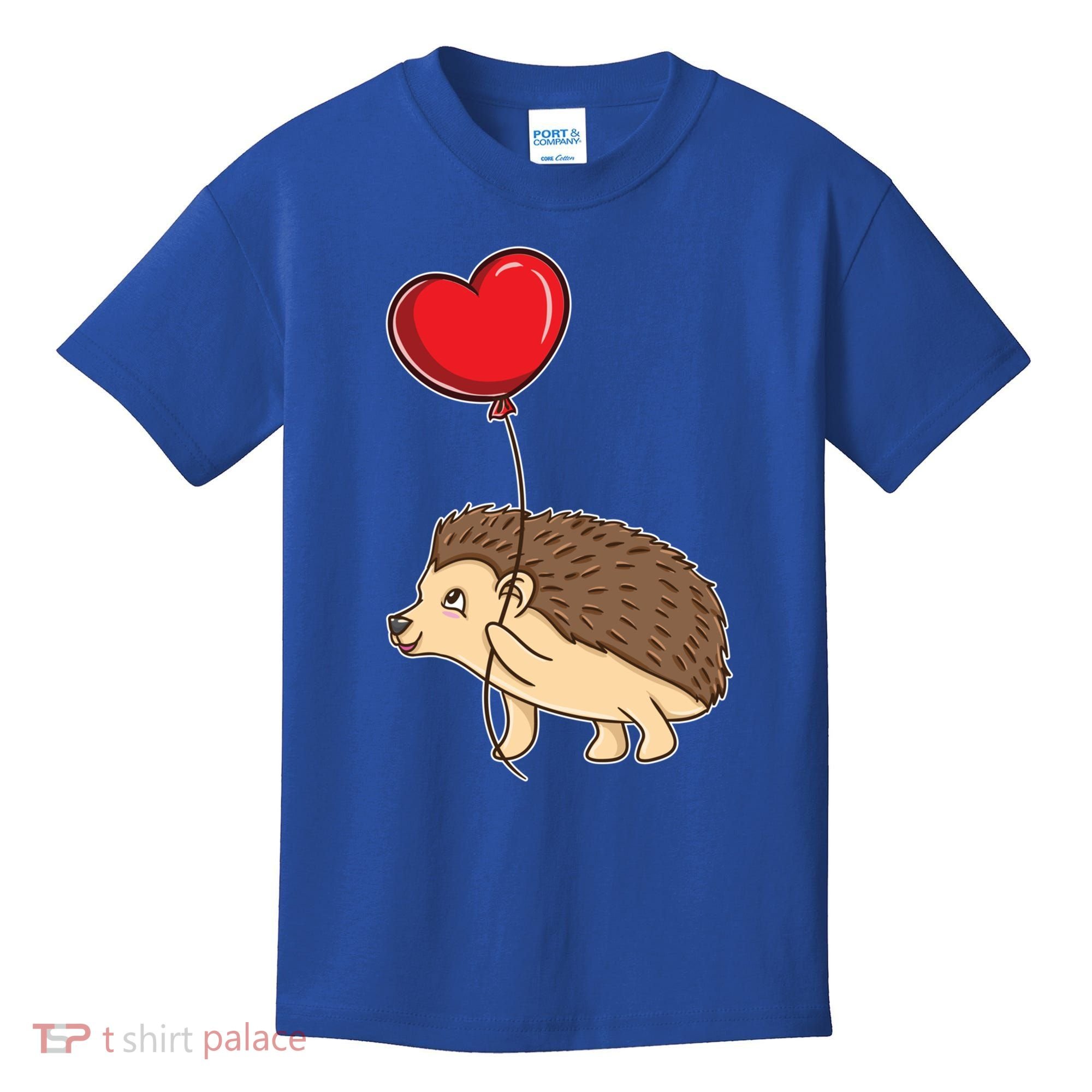 Hedgehog With Heart Balloon Valentines Day Gift Kids T-Shirt