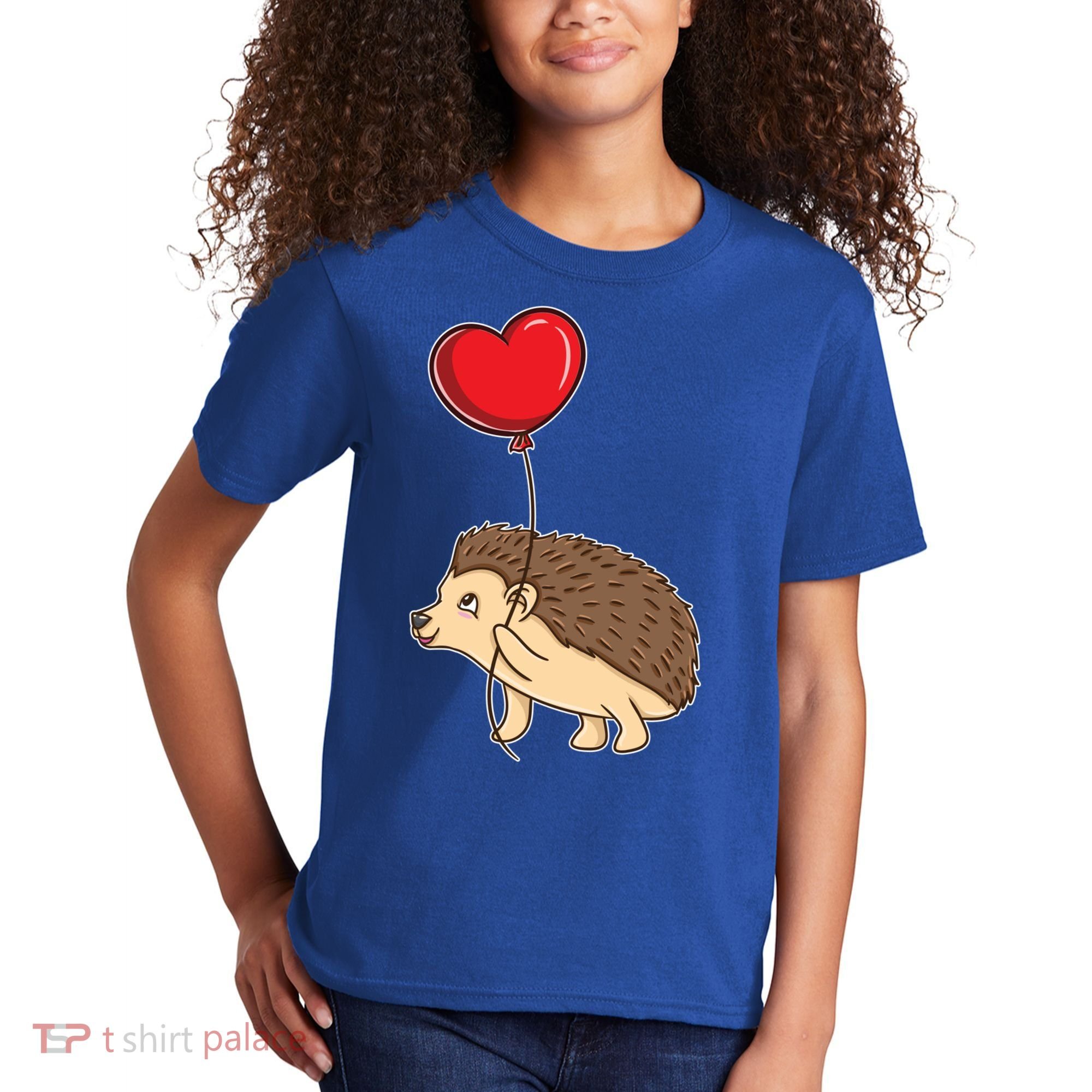 Hedgehog With Heart Balloon Valentines Day Gift Kids T-Shirt