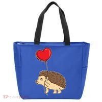 Hedgehog With Heart Balloon Valentines Day Gift Tote Bag thumb 0