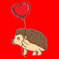 Hedgehog With Heart Balloon Valentines Day Gift Santa Hat thumb 1
