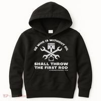 He Who Is Without Oil Shall Throw The First Rod Car Mechanic Kids Hoodie thumb 0