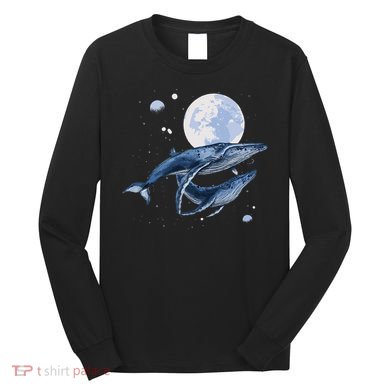 Humpback Whale In Space Funny Beluga Orca Blue Whale Long Sleeve Shirt