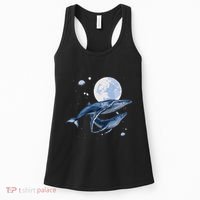Humpback Whale In Space Funny Beluga Orca Blue Whale Women's Tank Top thumb 0