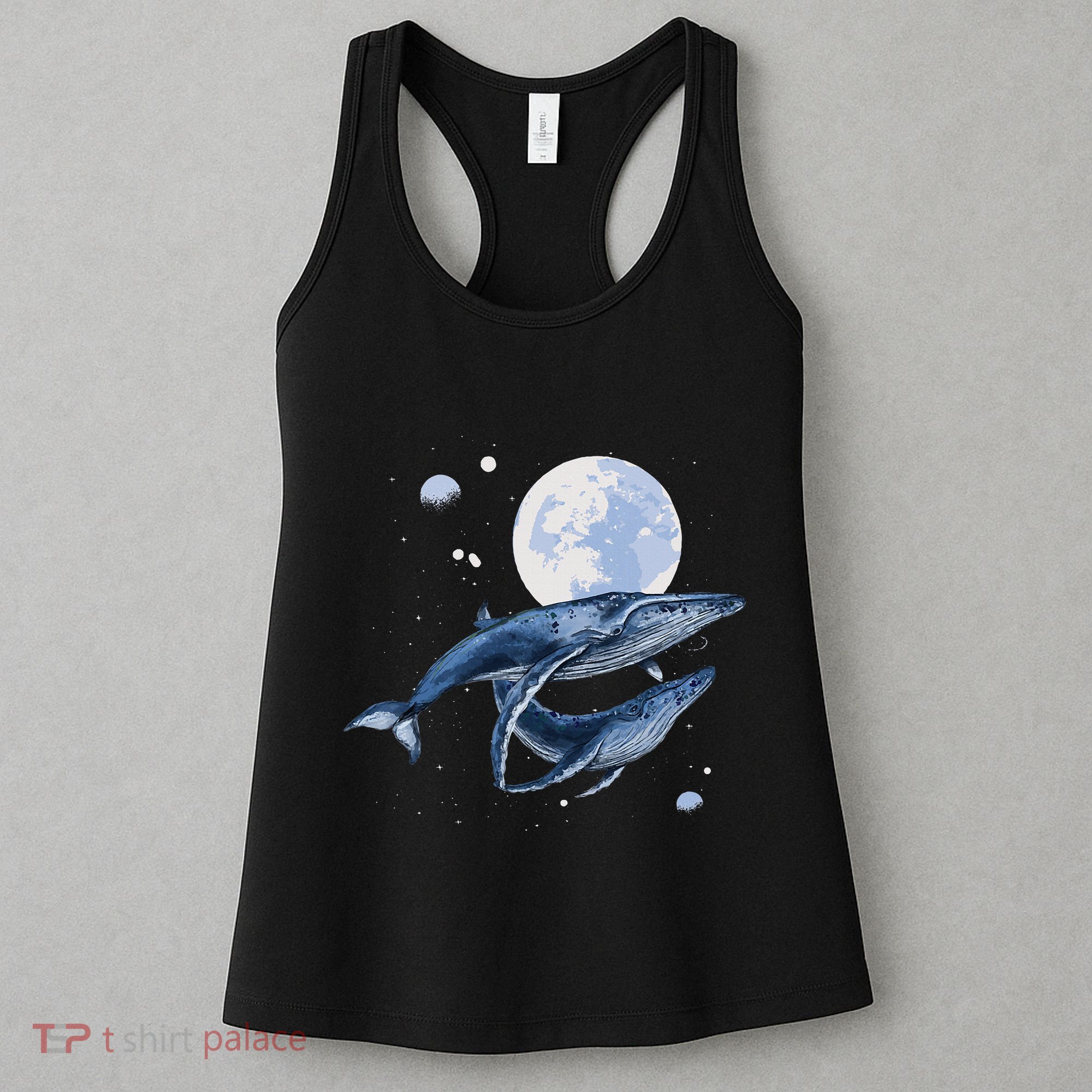 Humpback Whale In Space Funny Beluga Orca Blue Whale Women's Tank Top