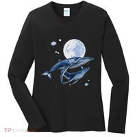 Humpback Whale In Space Funny Beluga Orca Blue Whale Women's Long Sleeve Shirt thumb 0