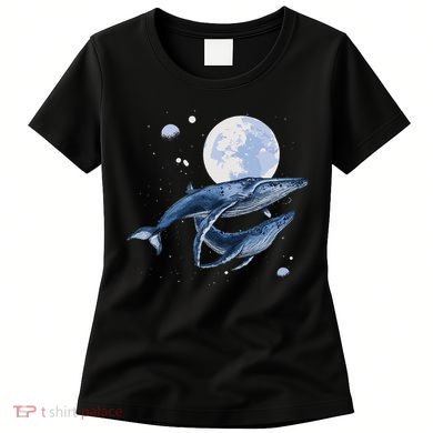Humpback Whale In Space Funny Beluga Orca Blue Whale Women's T-Shirt