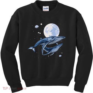 Humpback Whale In Space Funny Beluga Orca Blue Whale Kids Sweatshirt