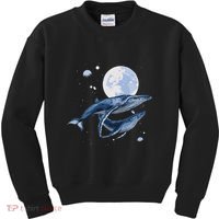Humpback Whale In Space Funny Beluga Orca Blue Whale Kids Sweatshirt thumb 0