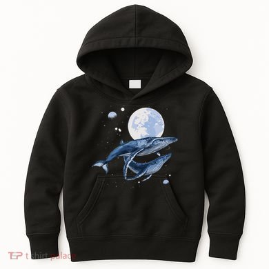 Humpback Whale In Space Funny Beluga Orca Blue Whale Kids Hoodie
