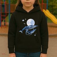 Humpback Whale In Space Funny Beluga Orca Blue Whale Kids Hoodie thumb 3