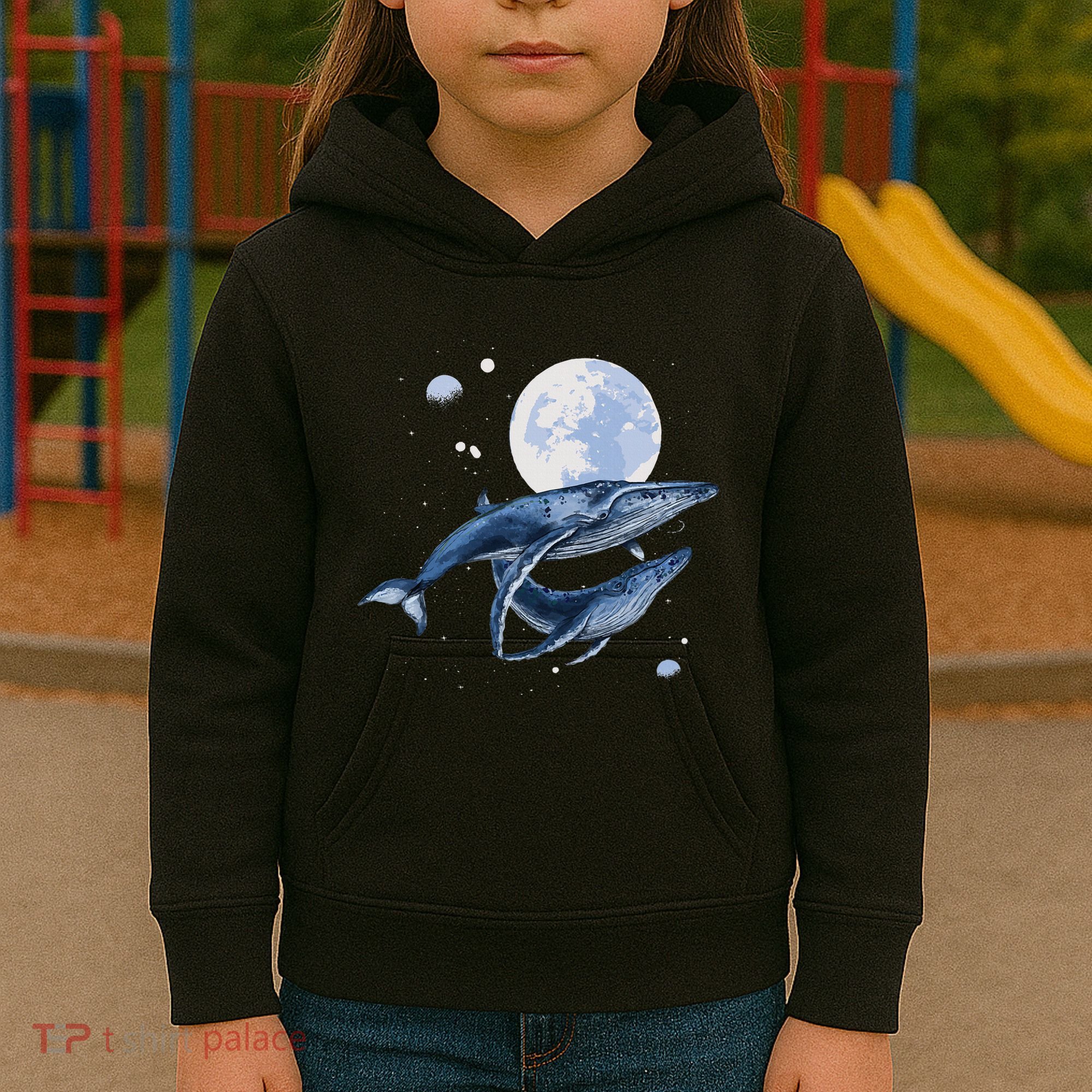Humpback Whale In Space Funny Beluga Orca Blue Whale Kids Hoodie