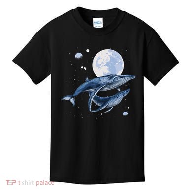 Humpback Whale In Space Funny Beluga Orca Blue Whale Kids T-Shirt
