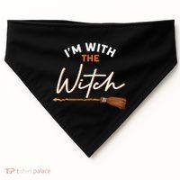 Halloween Witch I Am With The Witch Im With The Witch Gift USA-Made Doggie Bandana thumb 0