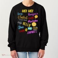 Hello Word In Different Languages Travel And Teacher Women's Sweatshirt thumb 0