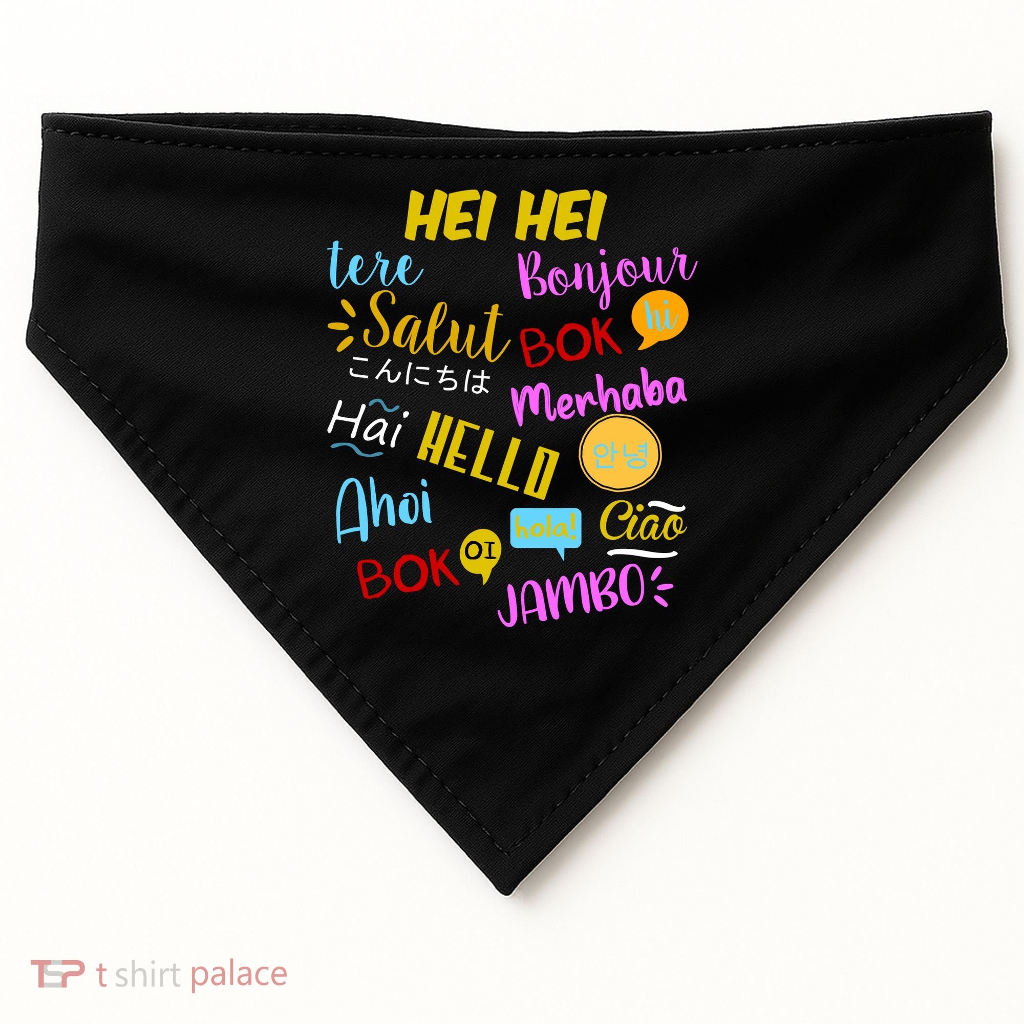 Hello Word In Different Languages Travel And Teacher USA-Made Doggie Bandana