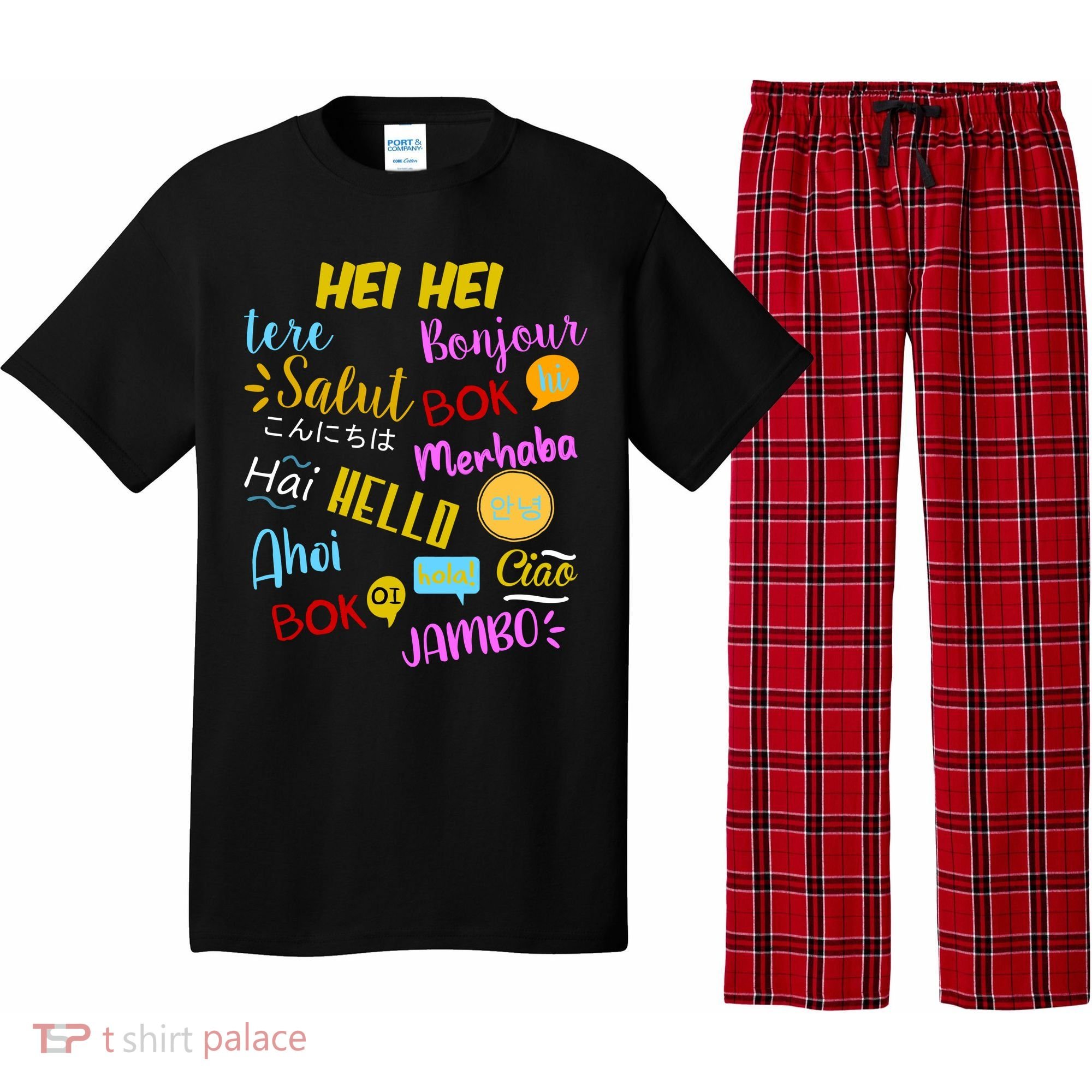 Hello Word In Different Languages Travel And Teacher Pajama Set