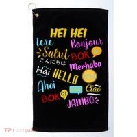 Hello Word In Different Languages Travel And Teacher Golf Towel thumb 0