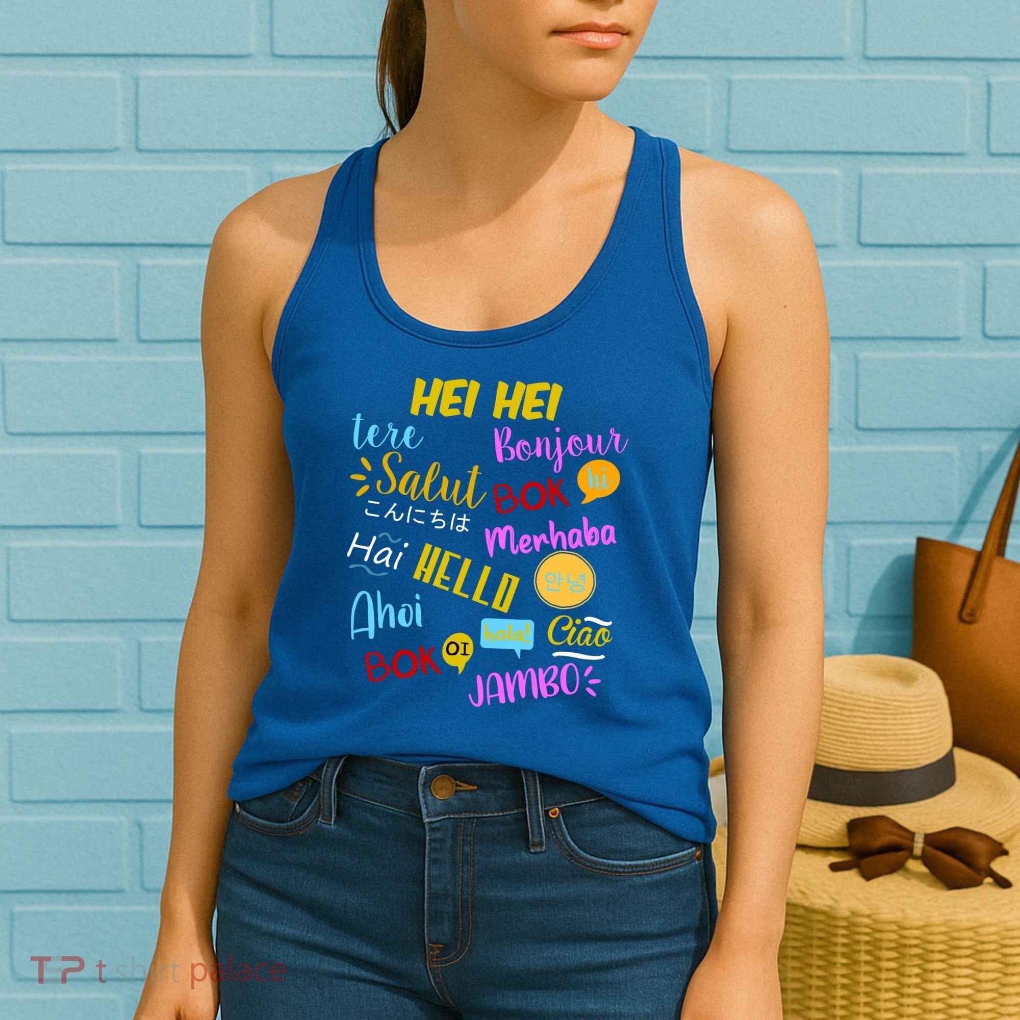 Hello Word In Different Languages Travel And Teacher Women's Tank Top