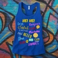 Hello Word In Different Languages Travel And Teacher Women's Tank Top thumb 3
