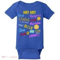 Hello Word In Different Languages Travel And Teacher Baby Bodysuit thumb 0