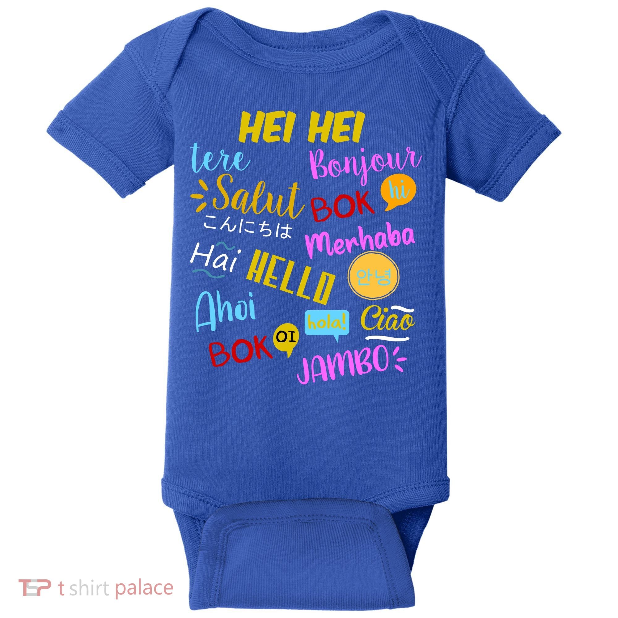 Hello Word In Different Languages Travel And Teacher Baby Bodysuit