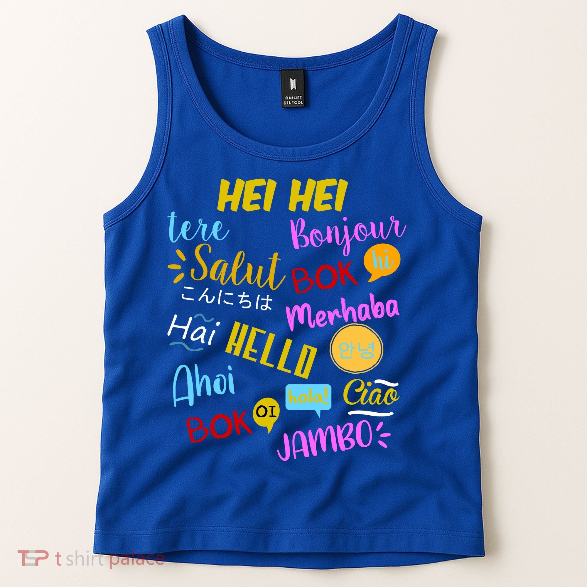 Hello Word In Different Languages Travel And Teacher Tank Top