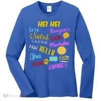 Hello Word In Different Languages Travel And Teacher Women's Long Sleeve Shirt thumb 0