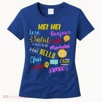 Hello Word In Different Languages Travel And Teacher Women's T-Shirt thumb 0