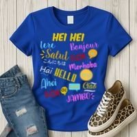 Hello Word In Different Languages Travel And Teacher Women's T-Shirt thumb 3