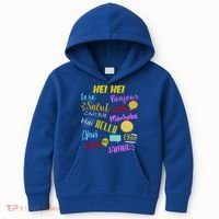 Hello Word In Different Languages Travel And Teacher Kids Hoodie thumb 0