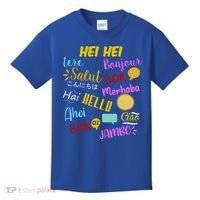 Hello Word In Different Languages Travel And Teacher Kids T-Shirt thumb 0