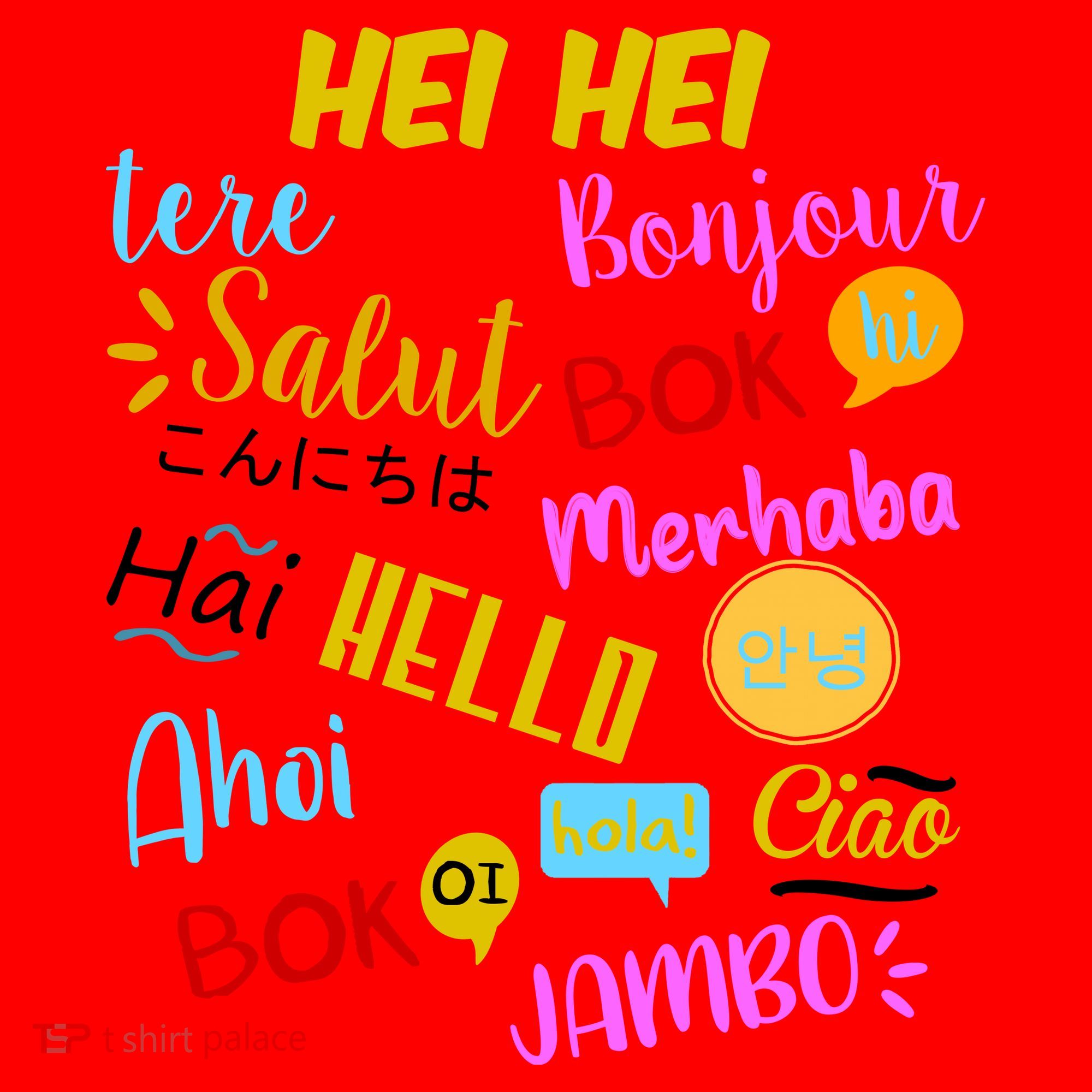 Hello Word In Different Languages Travel And Teacher Santa Hat
