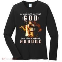 He Who Kneels Before God Can Stand Before Anyone Women's Long Sleeve Shirt thumb 0