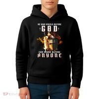 He Who Kneels Before God Can Stand Before Anyone Kids Hoodie thumb 4