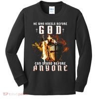 He Who Kneels Before God Can Stand Before Anyone Kids Long Sleeve Shirt thumb 0