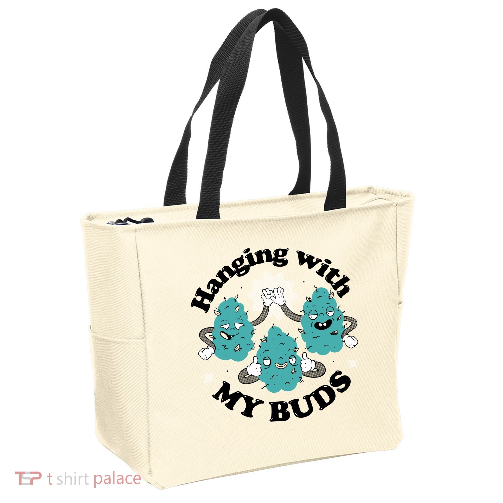 Hanging With My Buds Funny Marijuana Tote Bag