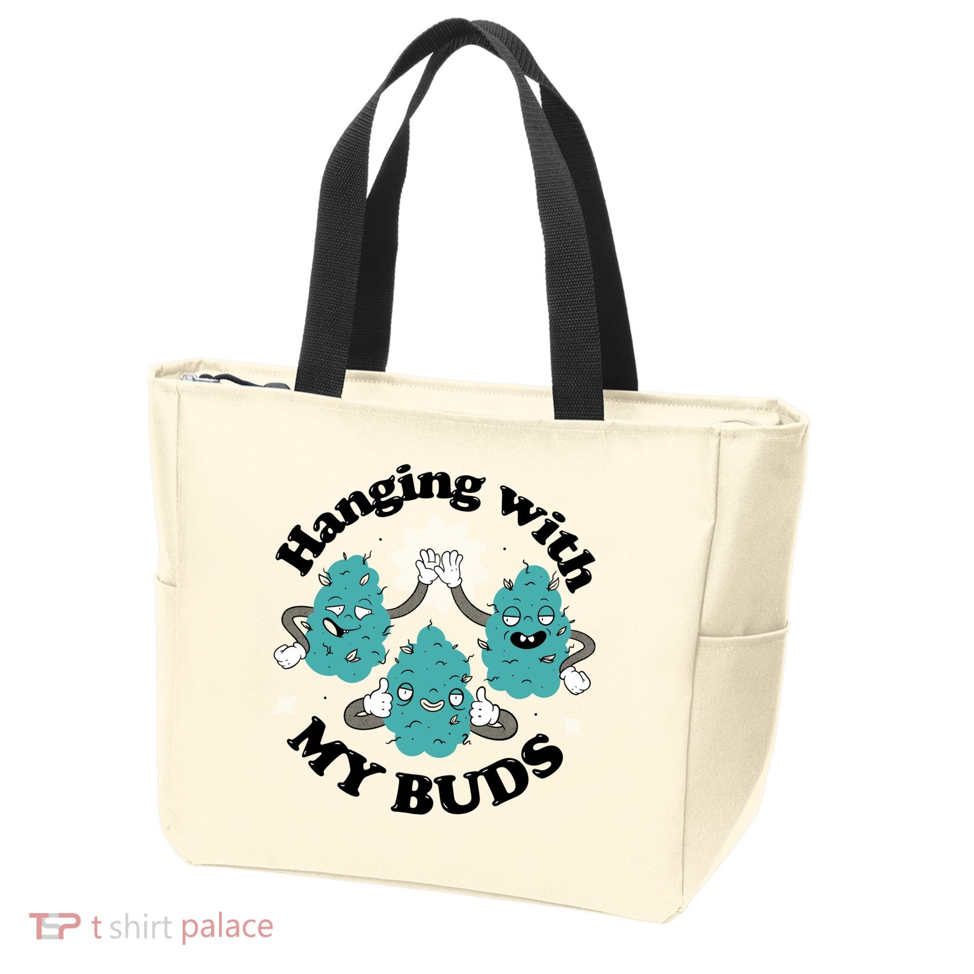Hanging With My Buds Funny Marijuana Tote Bag