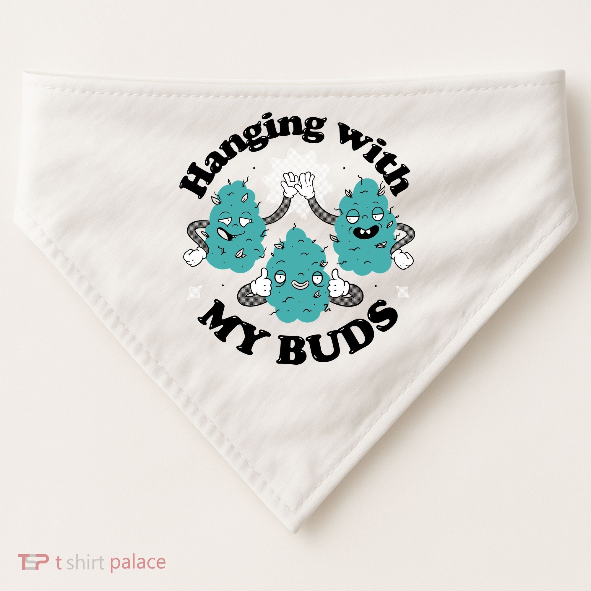 Hanging With My Buds Funny Marijuana USA-Made Doggie Bandana