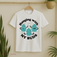 Hanging With My Buds Funny Marijuana T-Shirt thumb 2