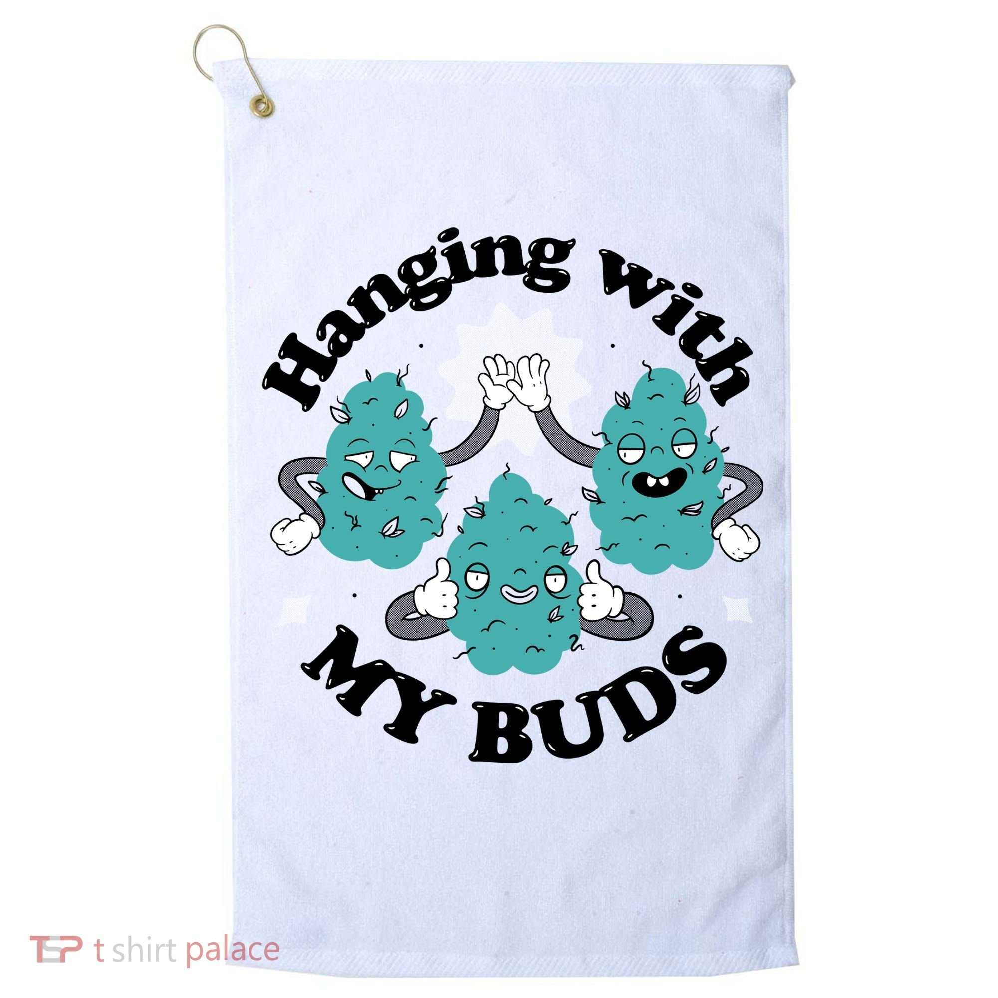 Hanging With My Buds Funny Marijuana Golf Towel