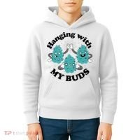 Hanging With My Buds Funny Marijuana Kids Hoodie thumb 4