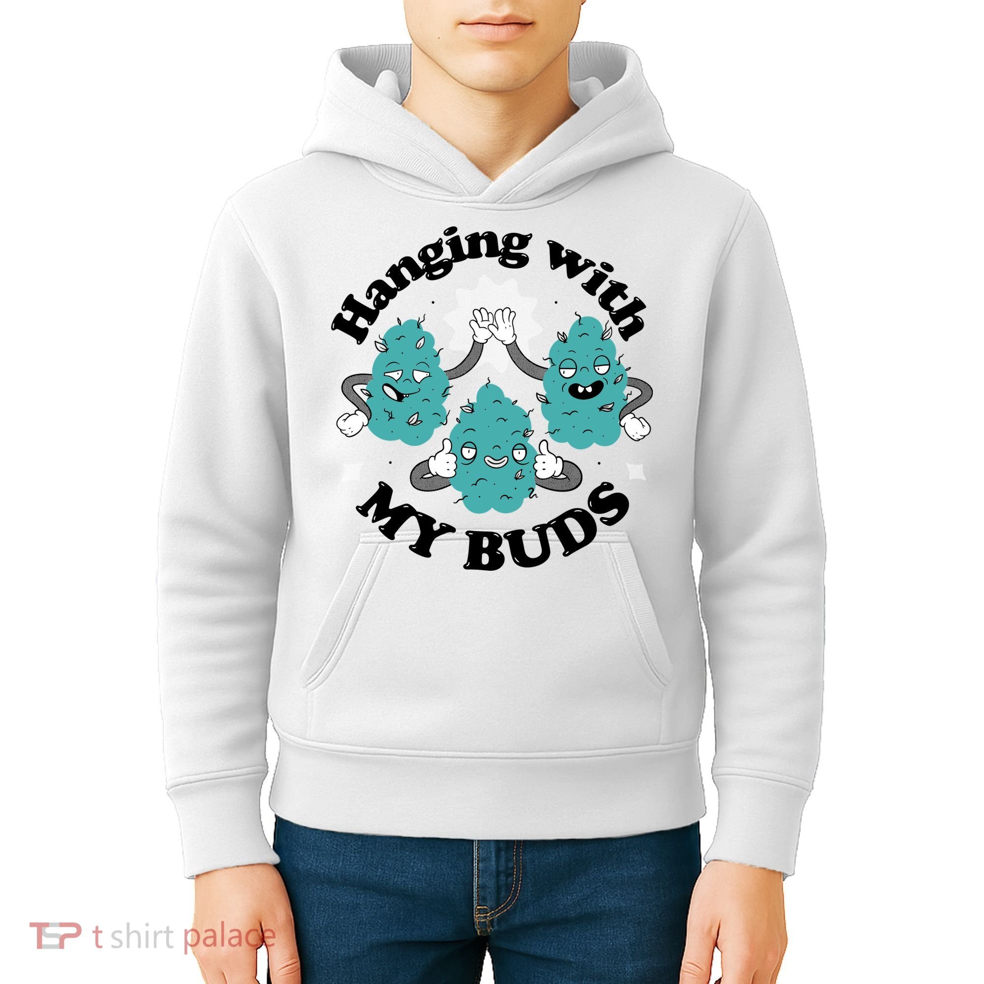 Hanging With My Buds Funny Marijuana Kids Hoodie