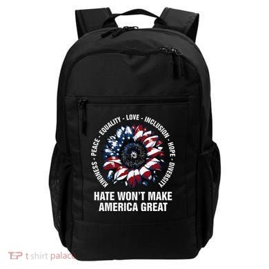Hate WonT Make America Great Sunflower Kindness Peace Backpack