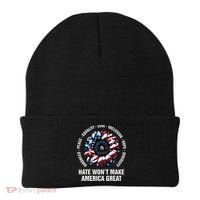 Hate WonT Make America Great Sunflower Kindness Peace Beanie thumb 0
