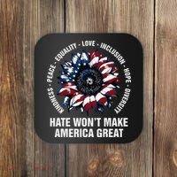 Hate WonT Make America Great Sunflower Kindness Peace Coaster thumb 0