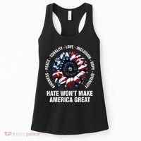 Hate WonT Make America Great Sunflower Kindness Peace Women's Tank Top thumb 0