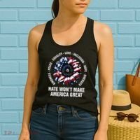 Hate WonT Make America Great Sunflower Kindness Peace Women's Tank Top thumb 2